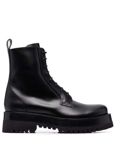 Valentino Garavani Ankle-length Lace-up Boots In Black