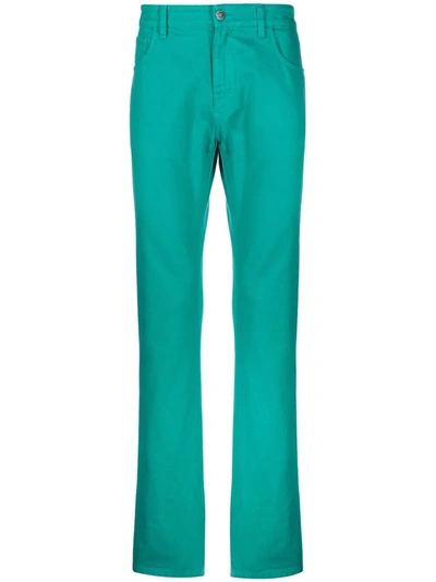 Raf Simons Logo-patch Straight-leg Trousers In Green