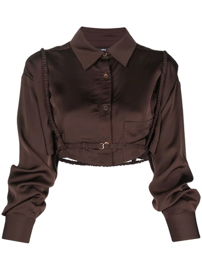 Jacquemus La Chemise Cavaou Cropped Shirt In Brown