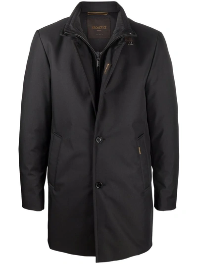 Moorer Single-breasted Feather-down Quilted Coat In Black