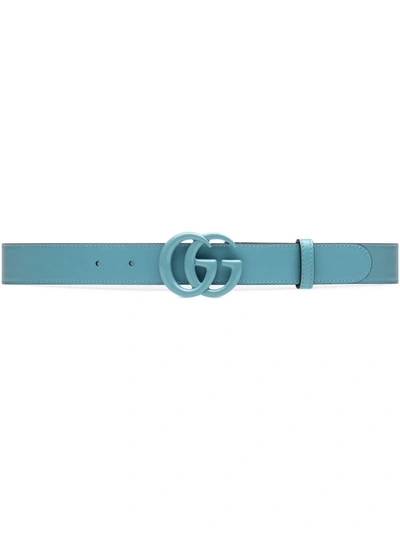 Gucci Gg Marmont Leather Belt In Sweet Blue