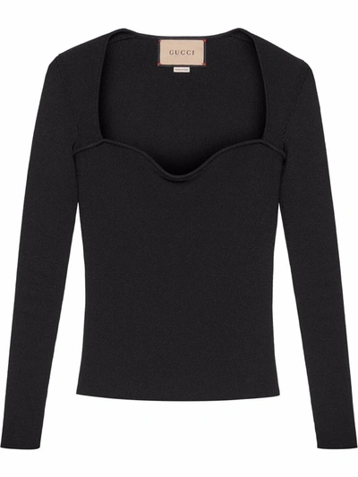 Gucci Fine-ribbed Long-sleeve Top In Black
