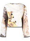 Atu Body Couture Floral-print Crew Neck Sweatshirt In Neutrals