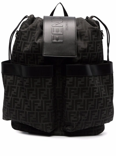 Fendi Man Brown Backpacks & Travel Bags In Black