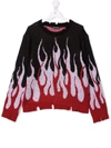 Vision Of Super Flame-print Intarsia-knit Jumper In Black