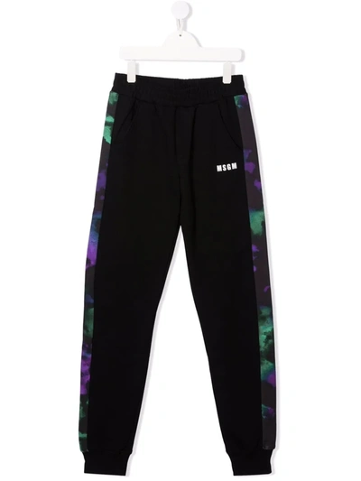 Msgm Kids' Camouflage Track Trousers In Black