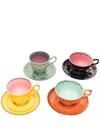 Pols Potten Grandpa Glazed Teacups (set Of 4) In Blue