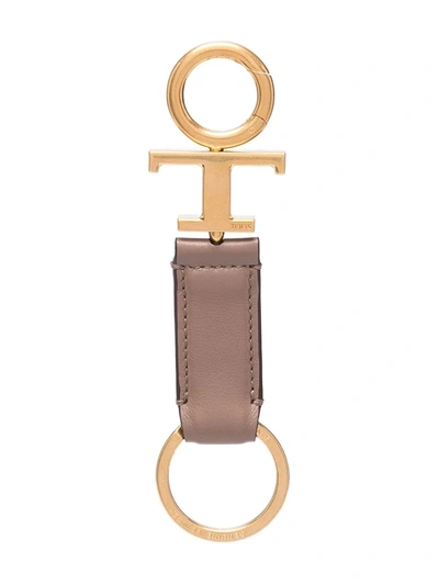 Tod's Embossed-logo Leather Keychain In Neutrals