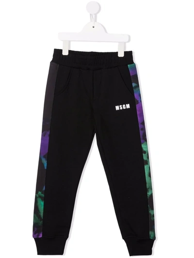 Msgm Kids' Camouflage Track Trousers In Black