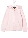 Polo Ralph Lauren Logo-embroidered Zip-front Hoodie In Pink