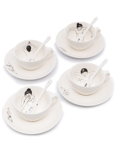 Pols Potten Undressed Ceramic Tea Set In White