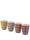 Pols Potten Hippy Hand-painted Cups (set Of 4) In Blue