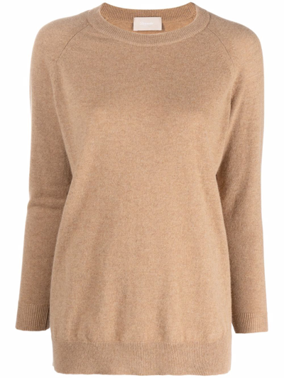 Drumohr Round Neck Cashmere Jumper In Brown