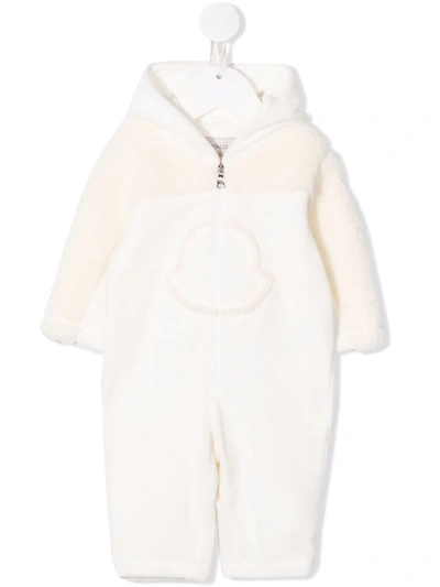 Moncler Babies' Panelled Fleece Romper In White