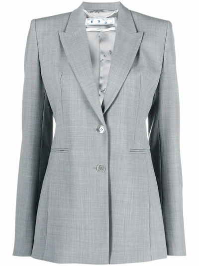 Off-white Text-print Tailored Blazer In Grey