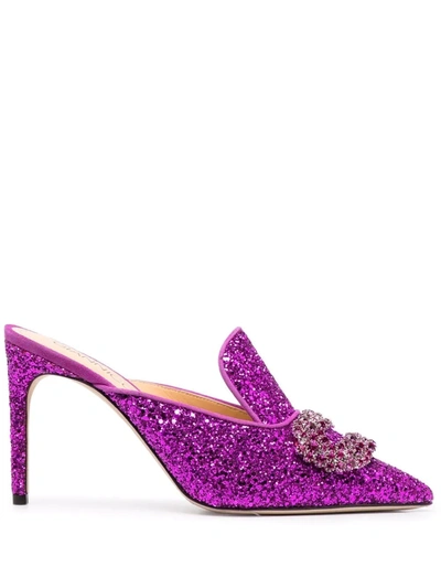 GIANNICO GLITTERED HIGH-HEEL MULES