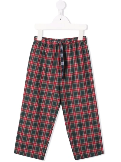 Mc2 Saint Barth Kids' Hypo Checked Straight Trousers In Red