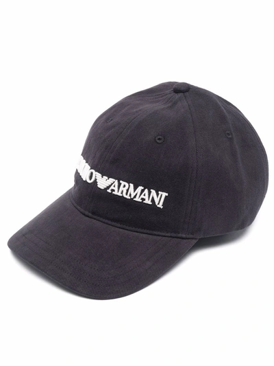 Emporio Armani Embroidered-logo Baseball Cap In Blue