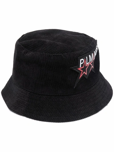 Palm Angels Racing Star Print Bucket Hat In Black