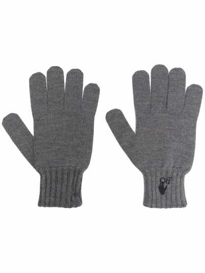 Off-white Mens Grey Black Hand Off Logo Gloves
