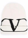 VALENTINO GARAVANI INTARSIA-KNIT LOGO BEANIE