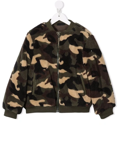 Yporqué Kids' Camouflage-print Fleece Jacket In Green