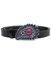 Isabel Marant 2cm Alayne Paisley Leather Belt In Navy,silver