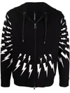 Neil Barrett Black Scribble Fairisle Zip Hoodie