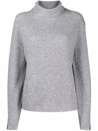 Rag & Bone Brushed Ribbed Cashmere Turtleneck Sweater In Grey