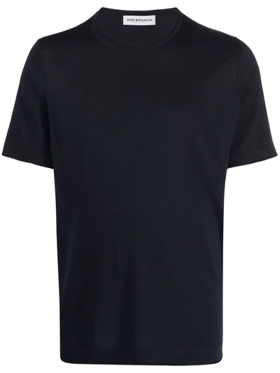 Goes Botanical Fine-knit Merino T-shirt In Black