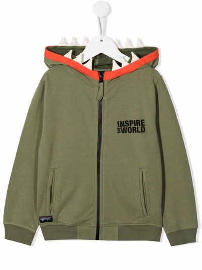 Yporqué Kids' Logo-print Cotton Hoodie In Green