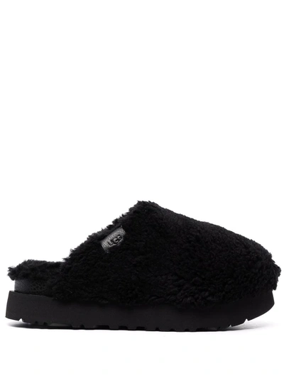 Ugg Maxi Curly Platform Slides In Black