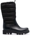 Moncler Ginette Quilted Nylon And Rubber Rain Boots In Black