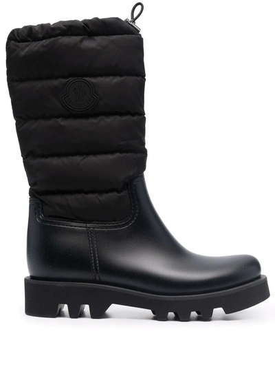 Moncler Ginette Quilted Nylon And Rubber Rain Boots In Black