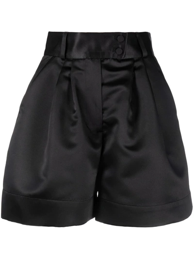 Styland High-waisted Pleated Shorts In Black
