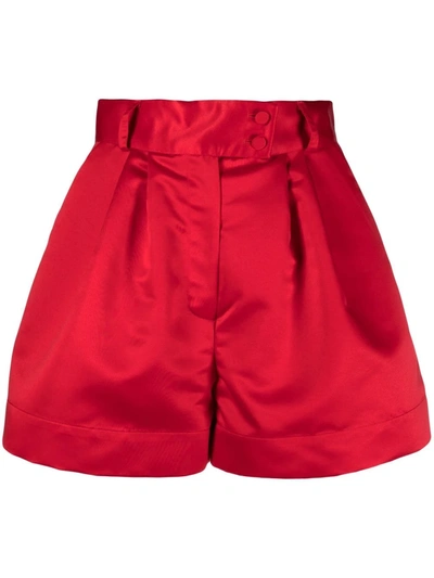 Styland High-waisted Pleated Shorts In Red