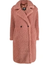 Ugg Faux-shearling Double-breasted Coat In Pink