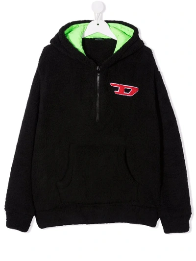 Diesel Teen Logo-print Fleece Sweatshirt In Black