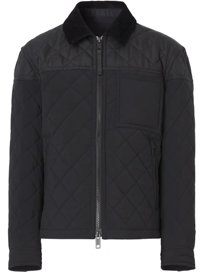 Burberry Harrington Quilted Corduroy-trim Jacket In Black