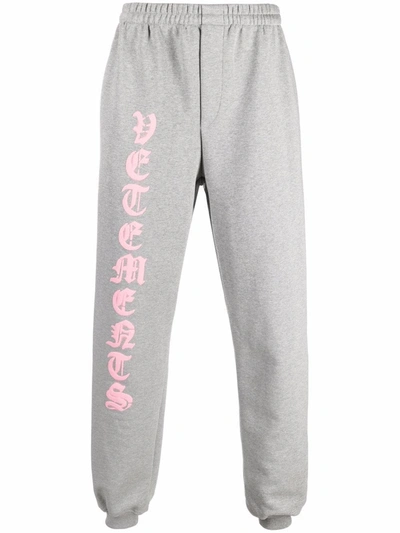 Vetements Anarchy Cotton-blend Sweatpants In Grey Melange Baby Pink (grey)