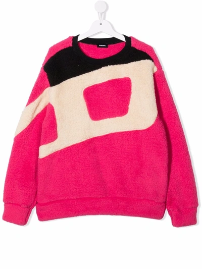 Diesel Teen Chest-logo Fleece Sweatshirt In Pink