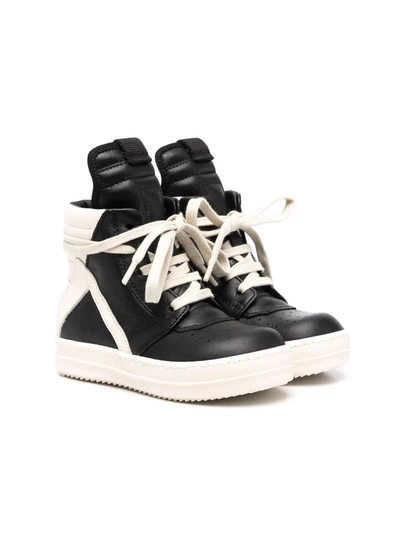 Rick Owens Geobasket 皮质运动鞋 In Black