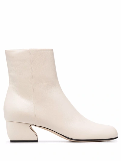 Si Rossi Block-heel Ankle Boots In Chalk