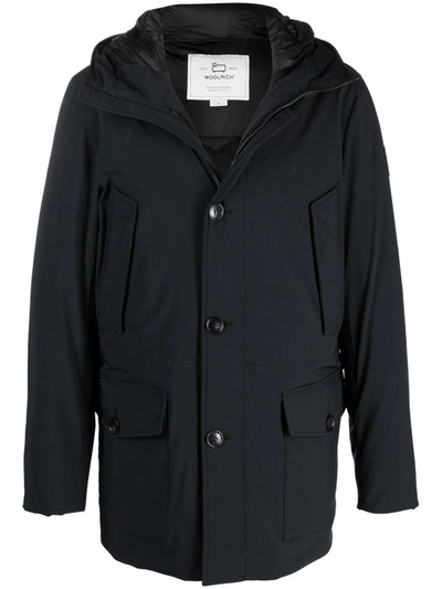 Woolrich Padded Down Parka Coat In Black