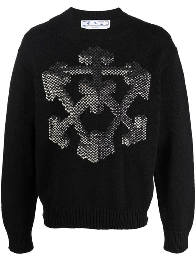 Off-white Black 3d Arrow-motif Knitted Jumper