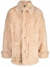 PALM ANGELS FAUX-SHEARLING SINGLE-BREASTED SHORT COAT