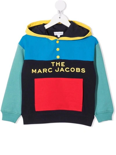 The Marc Jacobs Kids' Logo-print Panelled Polo Shirt In Blue
