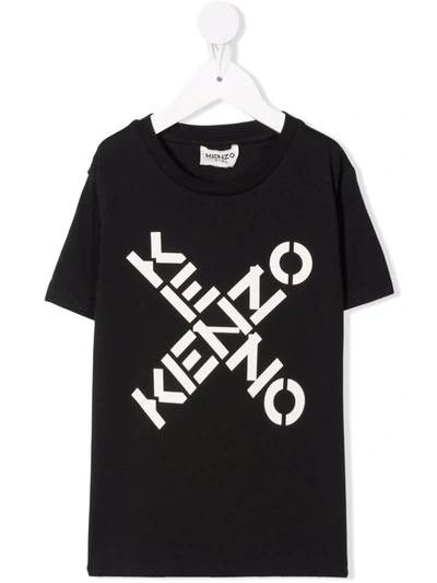 Kenzo Kids' Logo-print Cotton T-shirt In Black