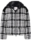 Moncler Erine Houndstooth Check Down Puffer Jacket In Black