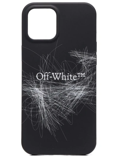Off-white Black Iphone 12 Pro Max Case With Logo And Scribble In Black White